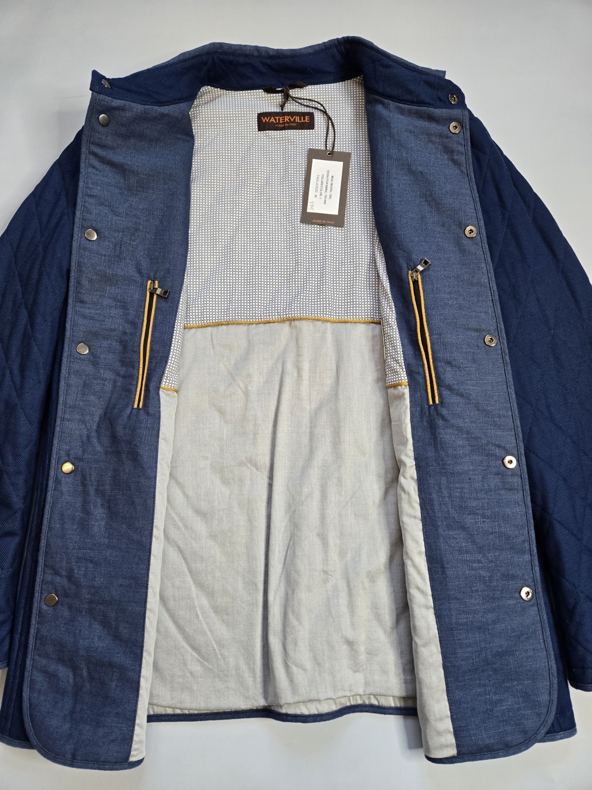WATERVILLE DEL QUILTED BLUE MEN’S JACKET ITALY SIZE 50 US SIZE L MADE IN ITALY
