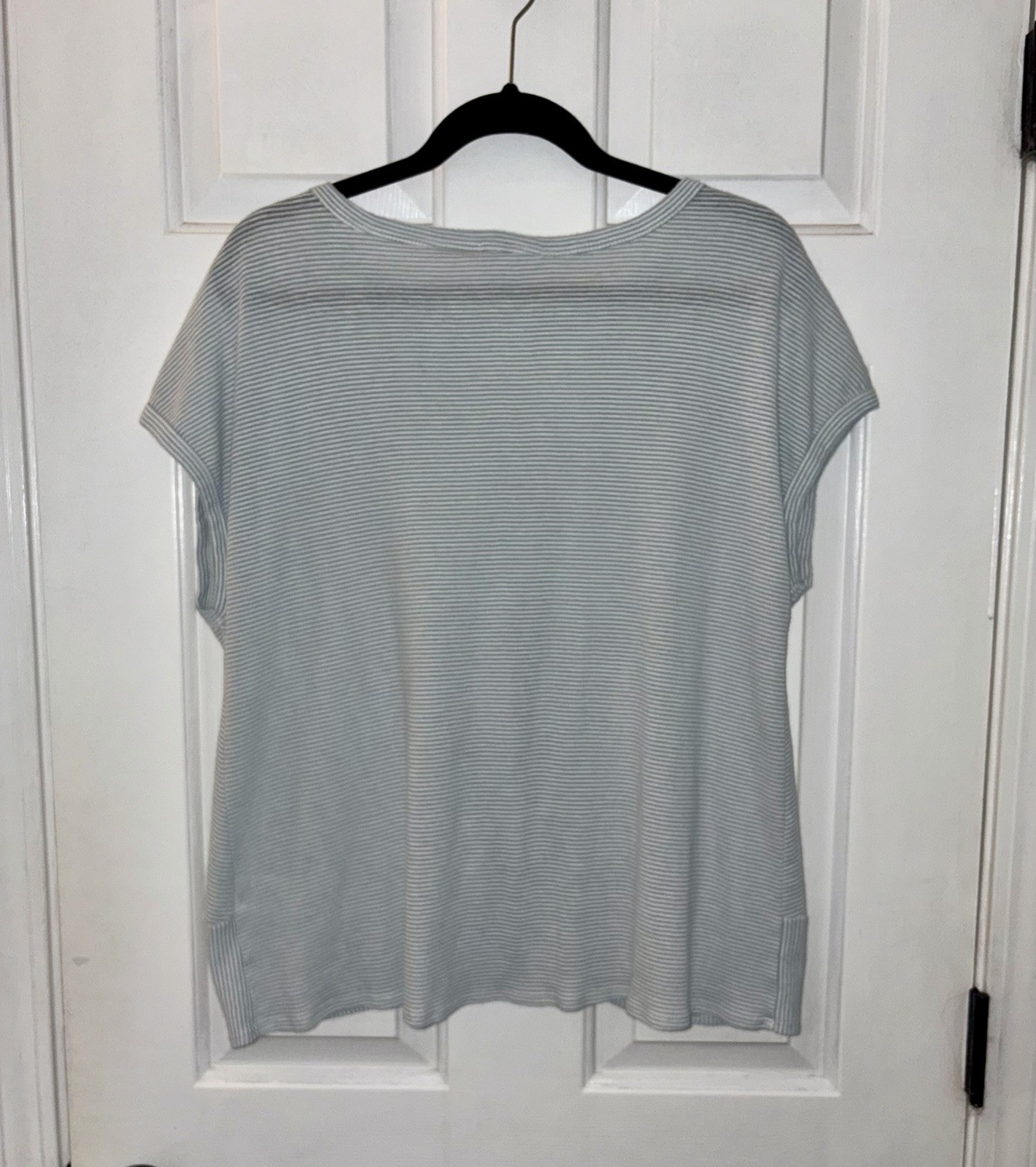 Pleione Blue & White Striped Cotton Women’s Short Sleeve Twist Tee T-Shirt Top
