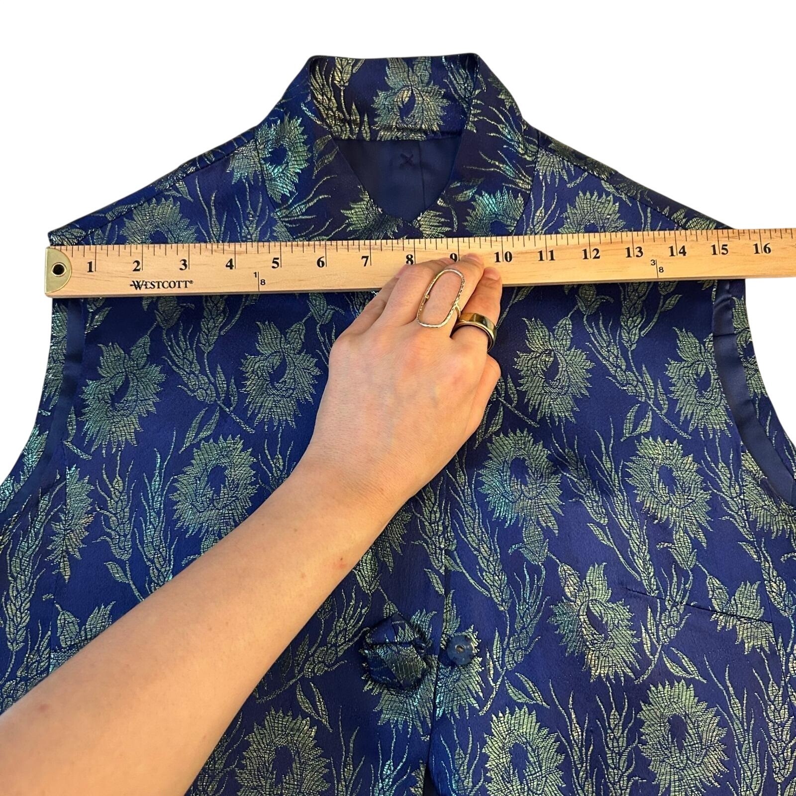 Vintage Brocade Tunic Vest 1980s Chinese Silk Metallic Floral Cheongsam Style