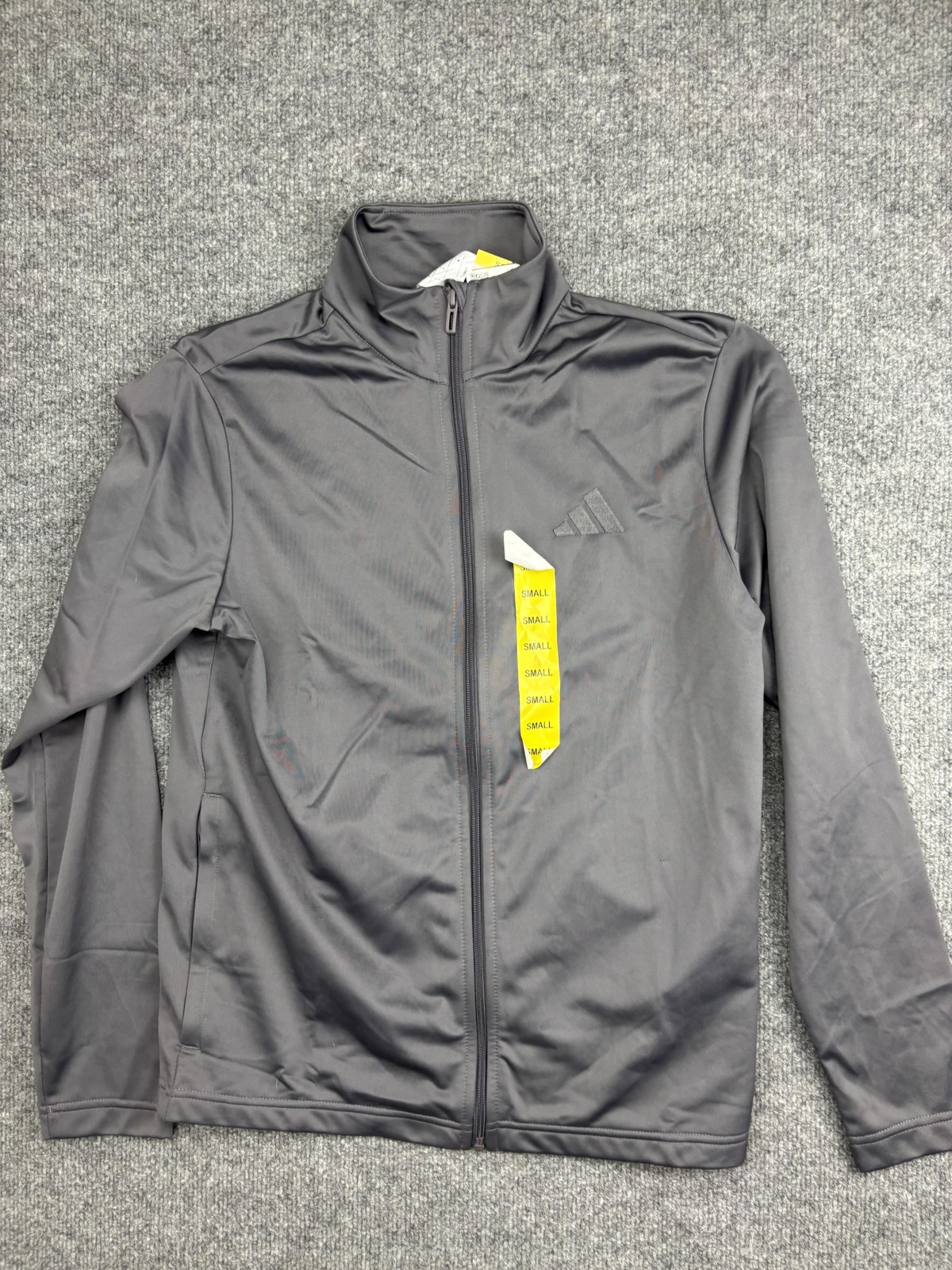 Adidas Jacket Mens Small Gray Tricot Full Zip Track Lightweight Athletic KD3631