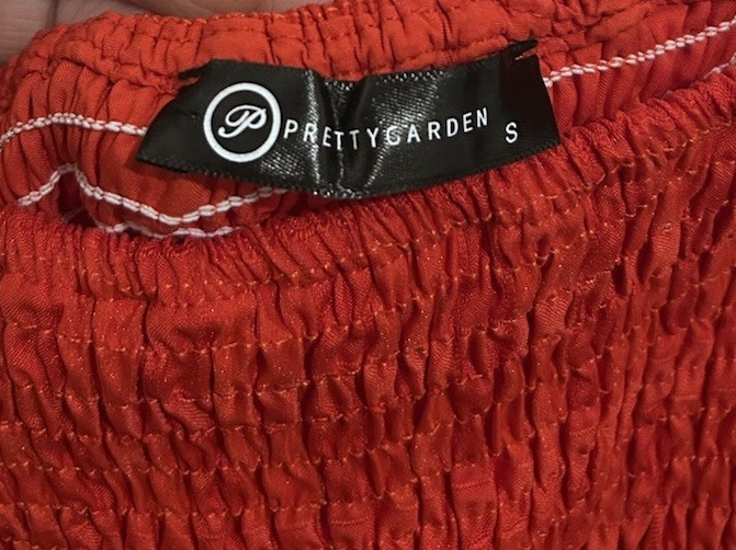 Prettygarden Red Check Smocked Tiered Midi Dress Square Neck Puff Sleeve S