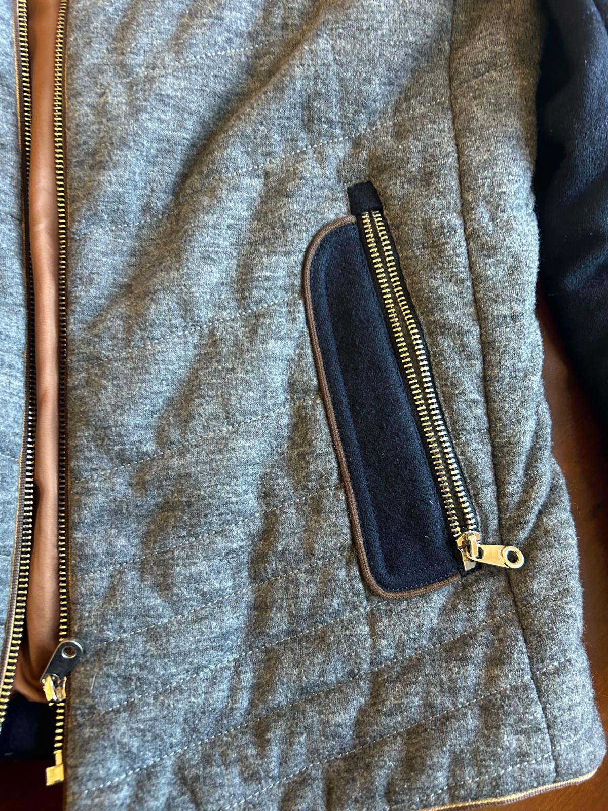Worthy Men’s Quilted Full Zip Jacket Navy Blue/Gray/Gold Small/Medium Heavy