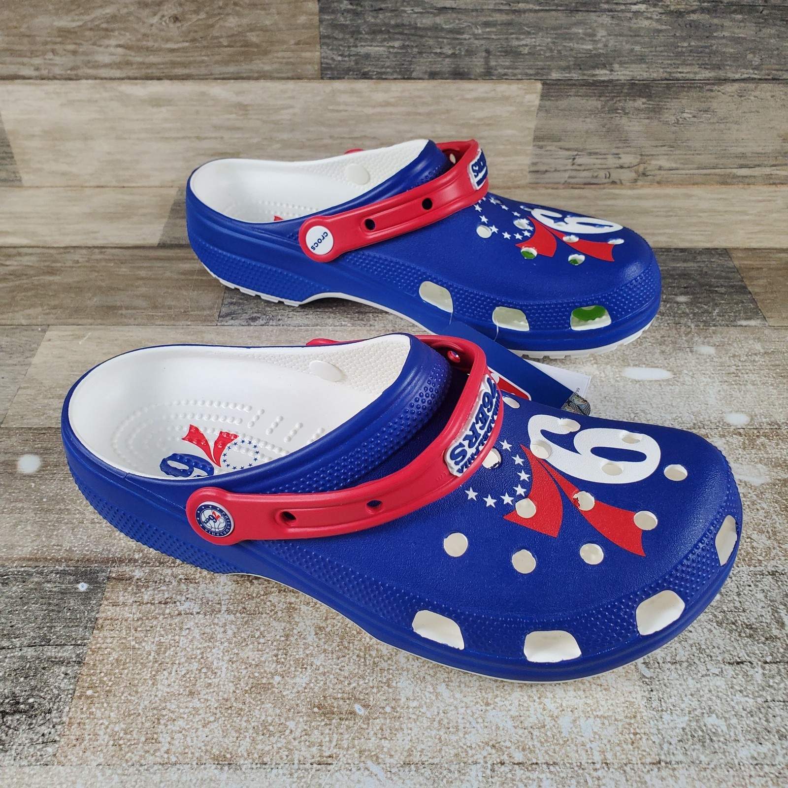 Crocs NBA Philadelphia 76ers Classic Clog Mens Sz 10 Blue White Blanc Slingback