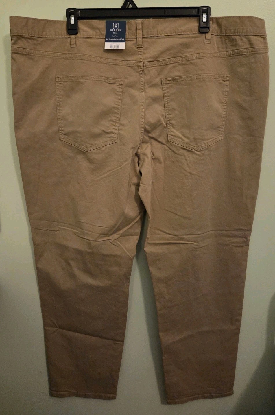 George Men’s 48×30 Twill 5-Pocket Pants URBAN KHAKI Flat Front #10726