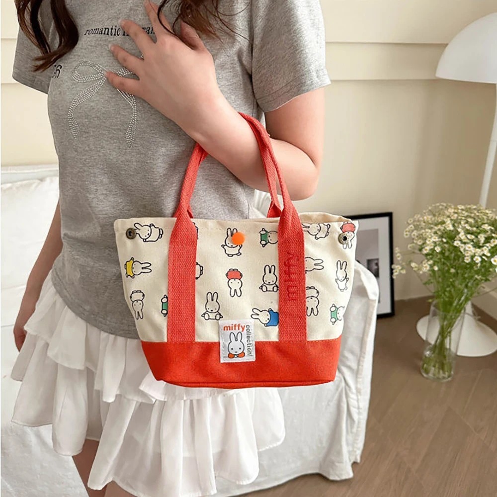 Miffy Cute Cartoon Rabbit Canvas Handbag Embroidery Fashion Multifunctional Bag