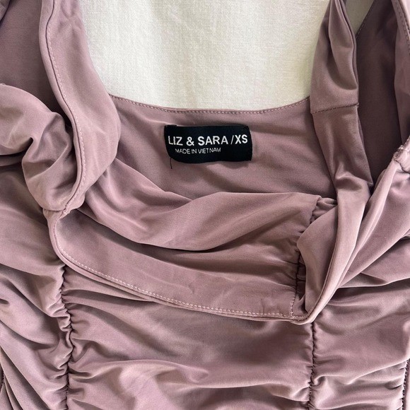 Liz & Sara Ruched Mauve Bodysuit | XS | Buttery Soft Square Neck