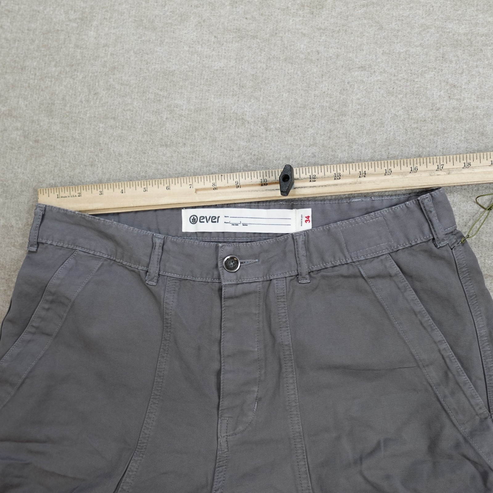 Ever Shorts 34 Gray Solid 7″ in Cotton Banning 8.5″ in Made in USA NEW