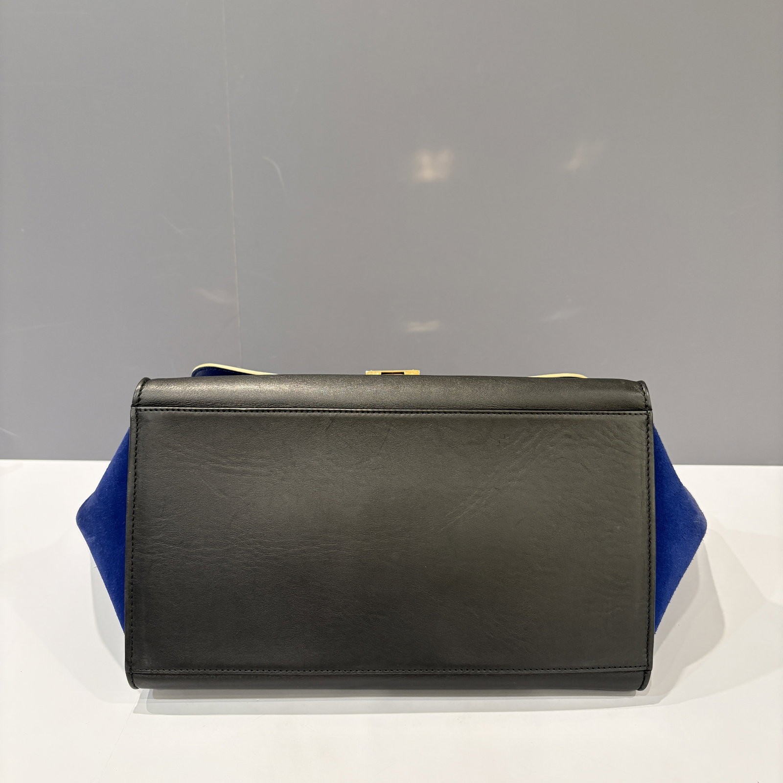 Celine Medium Trapeze Beige Blue Black Calfskin Doblis Suede Suede (mg011226c1)