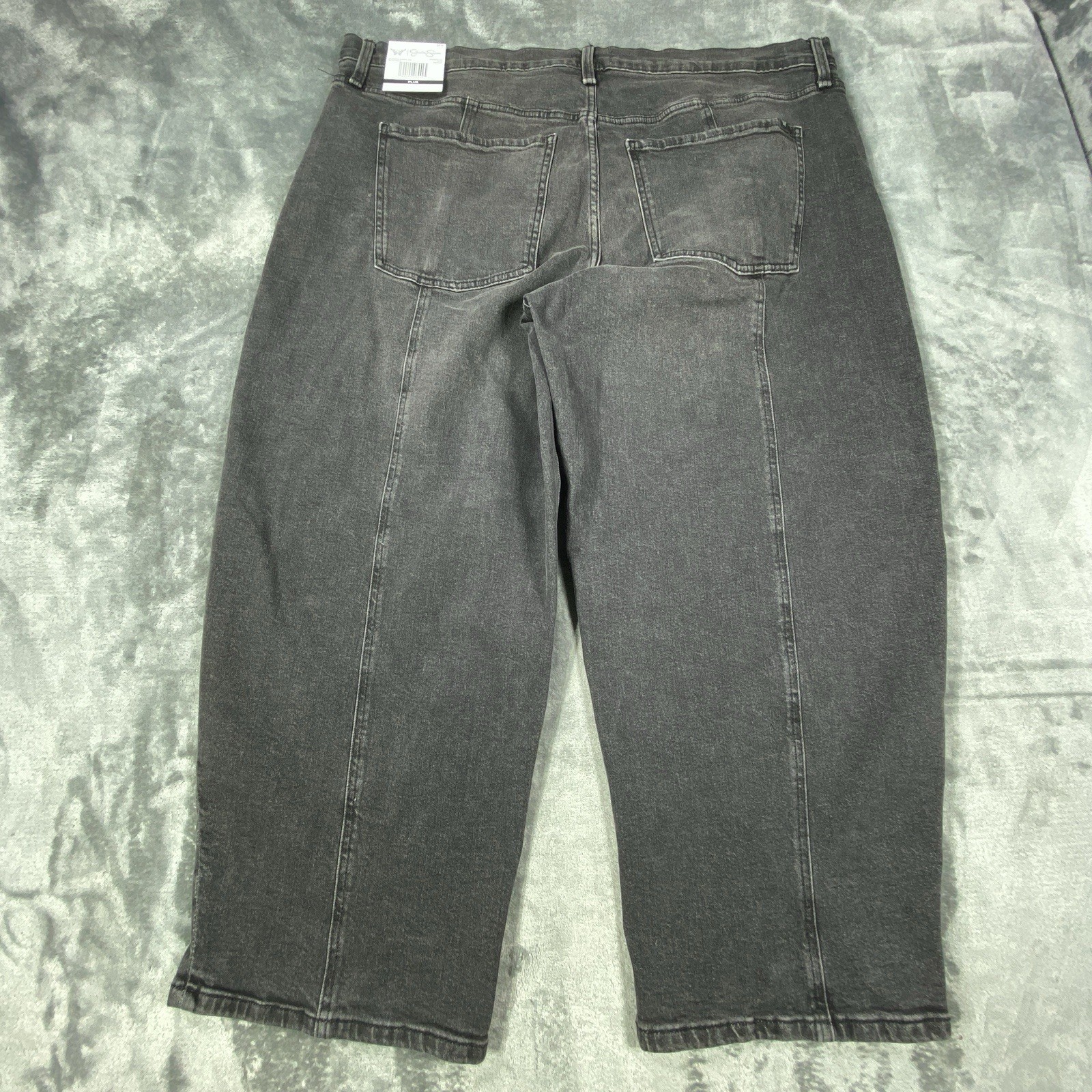 Jessica Simpson Myrtle Barrel Leg Jeans Women 18W Faded Black Wash Boho NEW