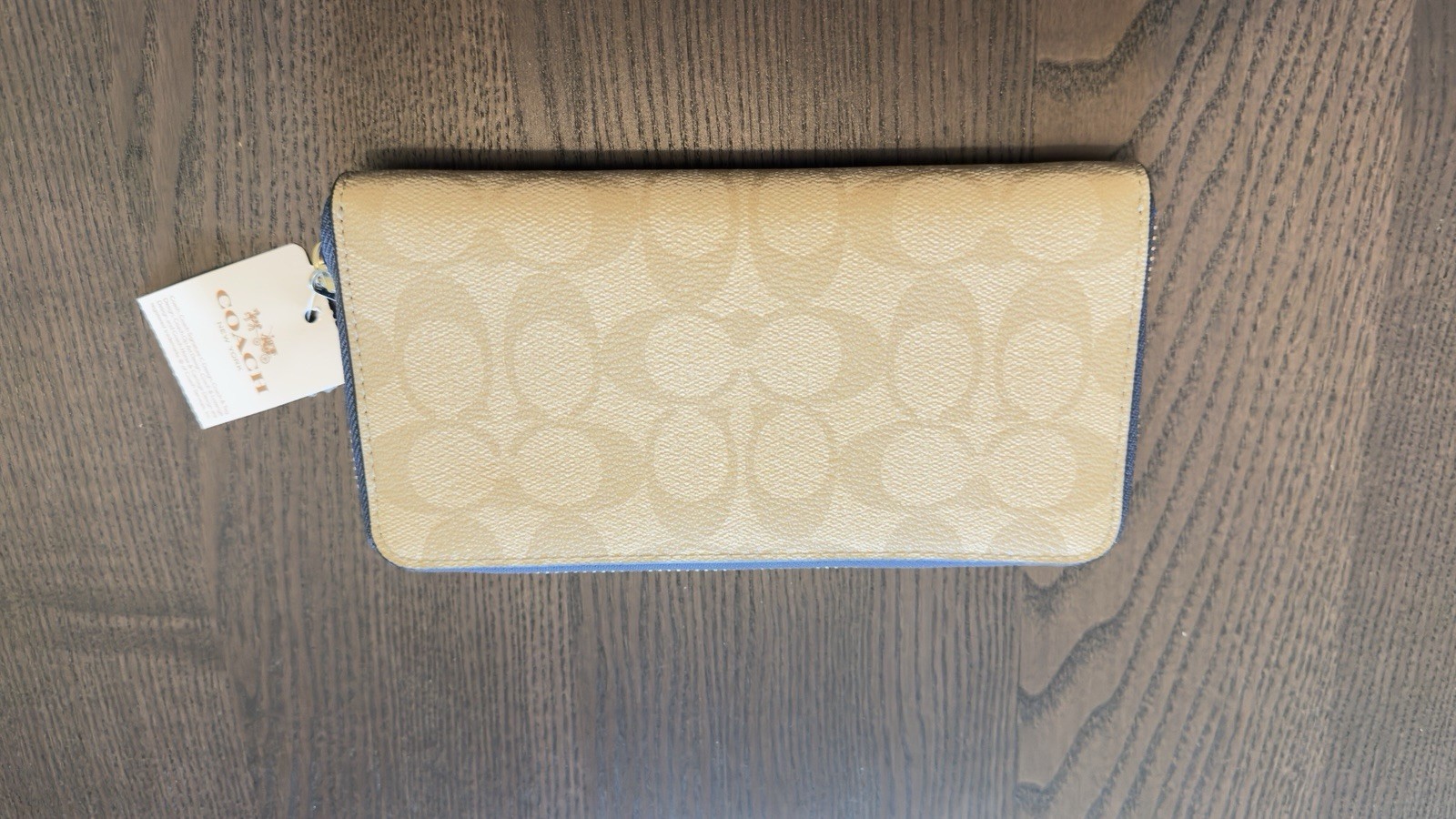 Coach Colorblock Logo Accordion Zip Wallet SILVER/KHAKI/BLUE MULTI