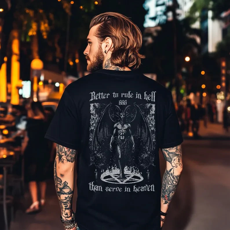 Baphomet Gothic Shirt, John Milton Quote Tee, Occult Symbol Shirt