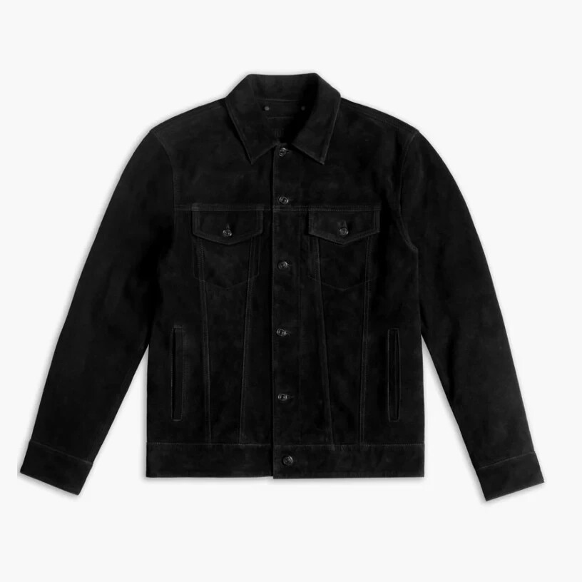 Men’s Black Suede Leather Jacket Trucker Classic Vintage Durable Coat Jacket