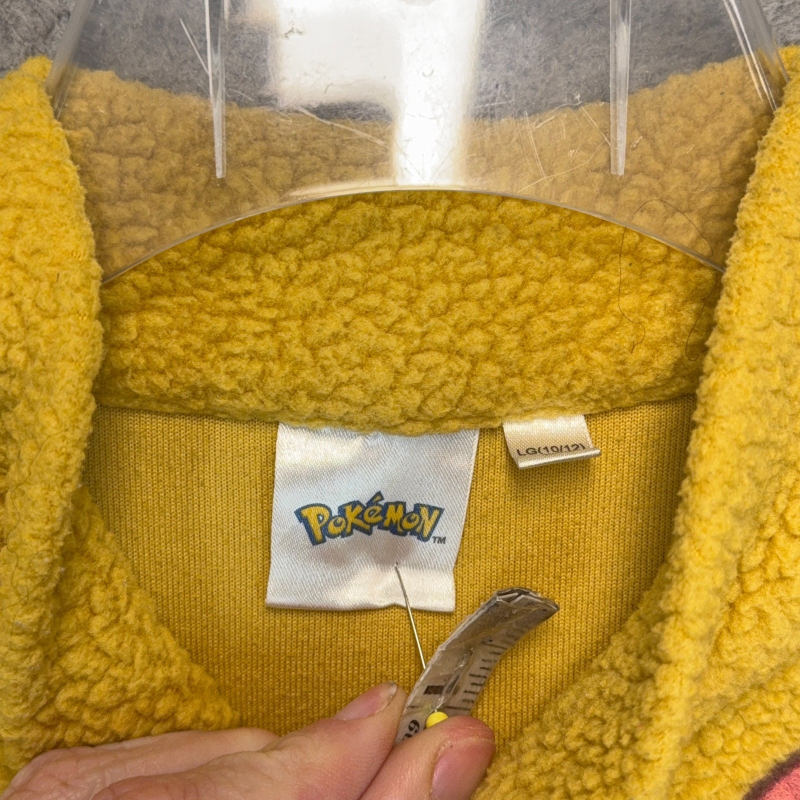 Pokemon 1/4 Zip Fleece Sweater Boys Large 10/12 Yellow Pikachu Pullover Cartoon