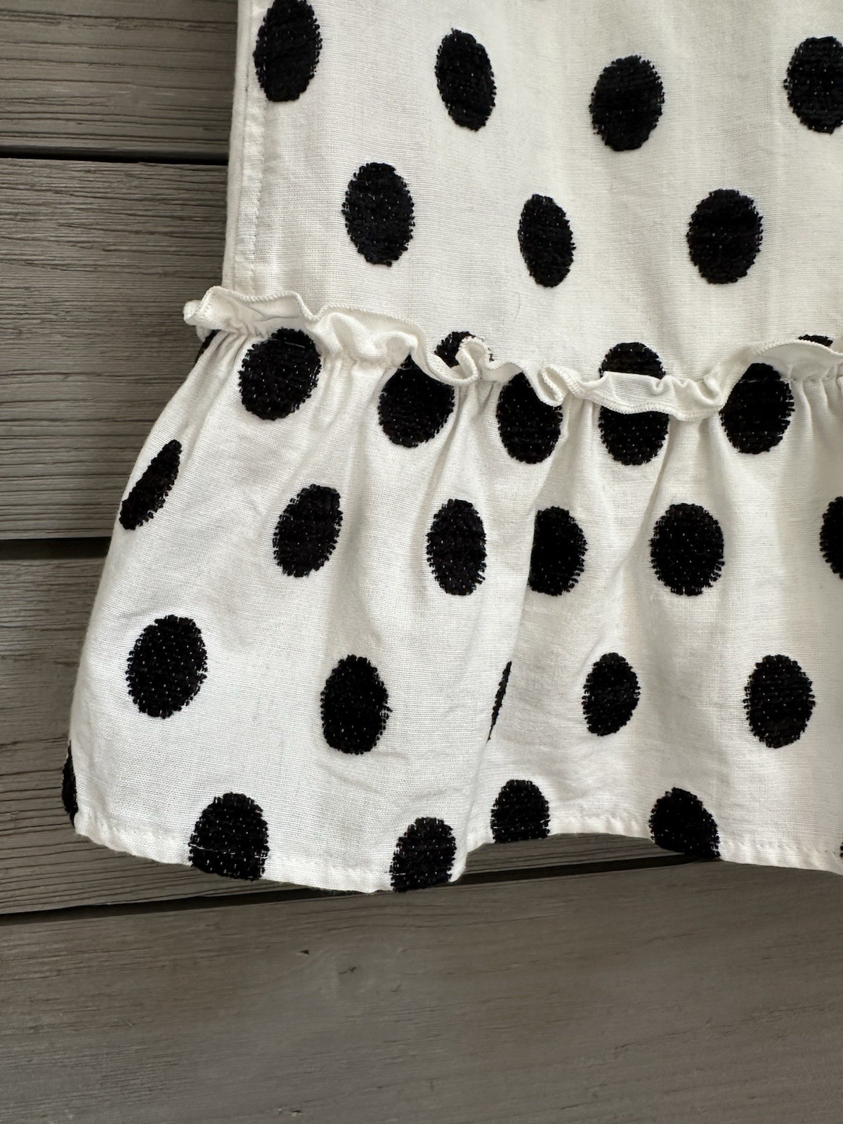 Sezane Mathilde Black White Polka Dot Sleeveless Ruffle Hem Dress Size 34