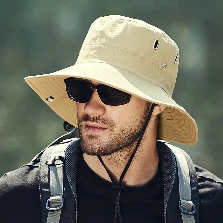 Wide Brim Sun Hat UV Protection Bucket Cap For Hiking Camping Fishing Safari Men