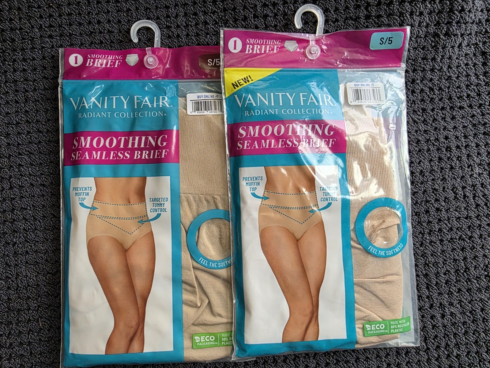 2 Vanity Fair Radiant Collection Smoothing Seamless Brief Womens Size Sm 5 Tan