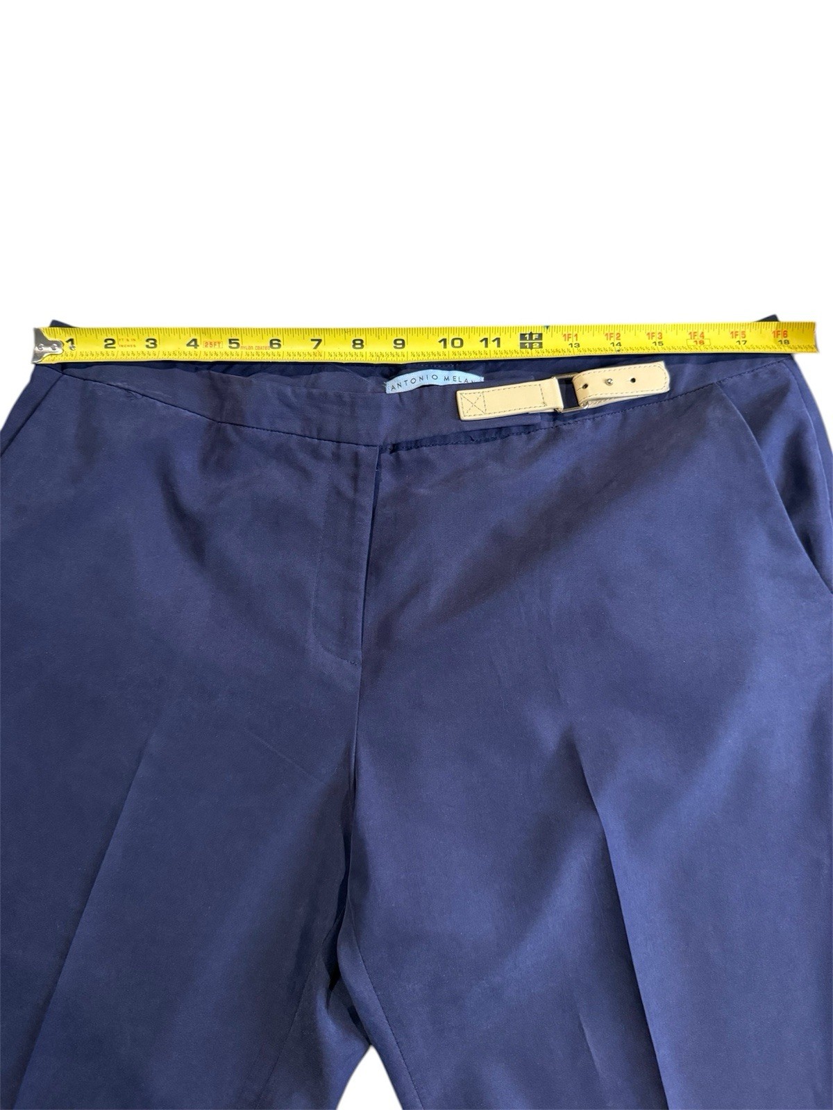 Antonio Melani Womens Navy Slim Pants Ankle Career Trousers Work 12 Large Modal