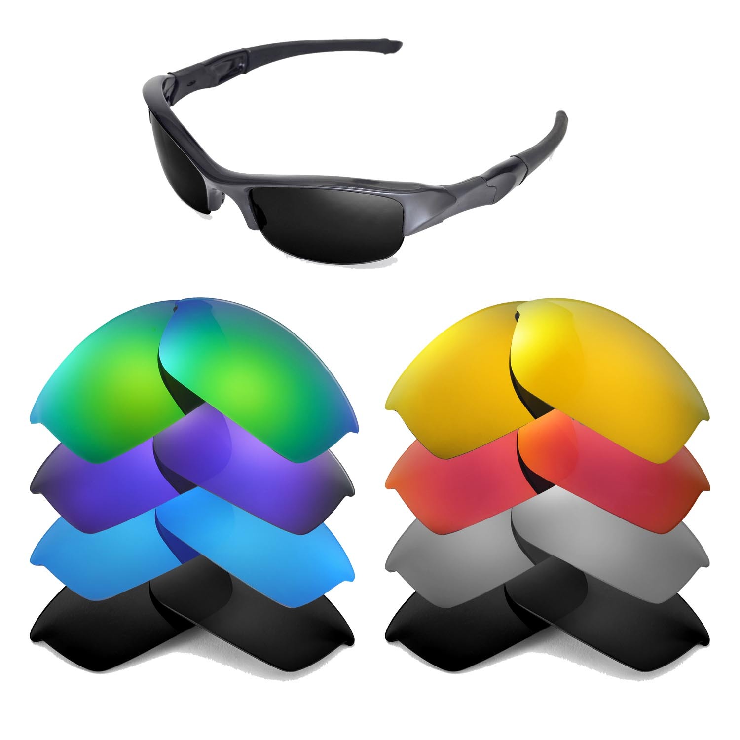 Walleva Replacement Lenses for Oakley Flak Jacket Sunglasses – Multiple Options