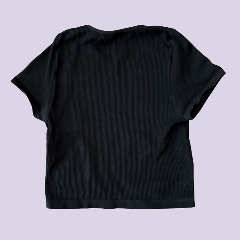 Urban Outfitters Out From Under Black Ribbed Crop Tee Short Sleeve M/L