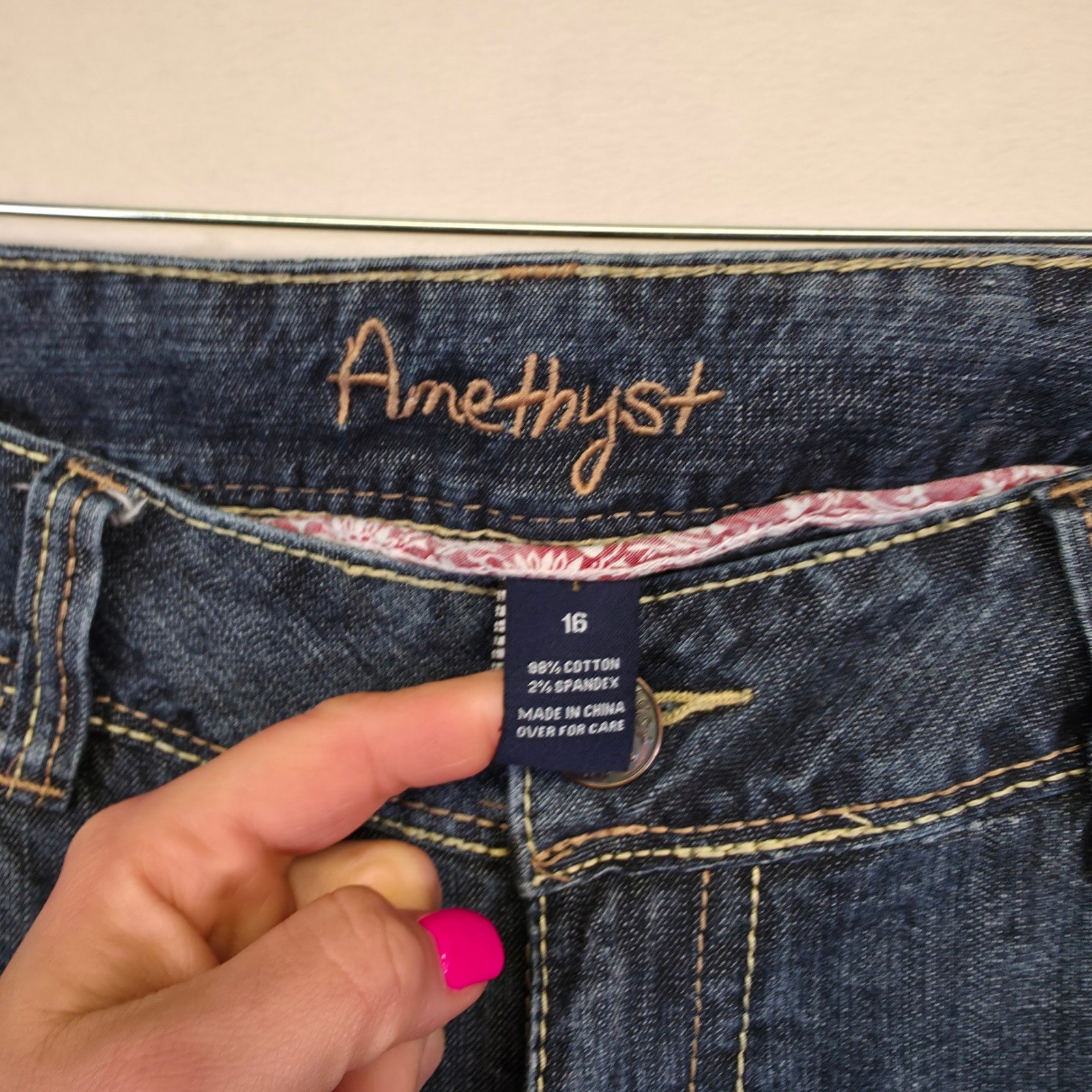 Amethyst Jeans Womens 16 Distressed Y2K Low Rise Flared Denim Bootcut