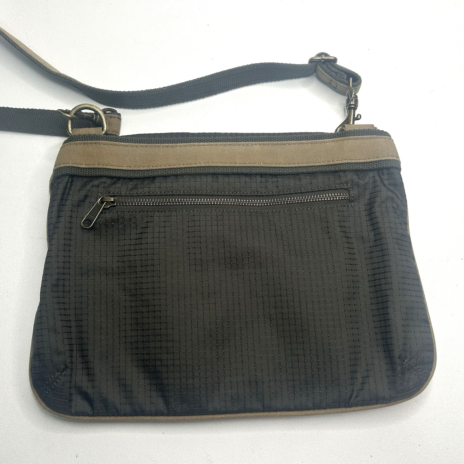 Sporty EDDIE BAUER Brown Canvas/Nylon Crossbody Foldover Bag