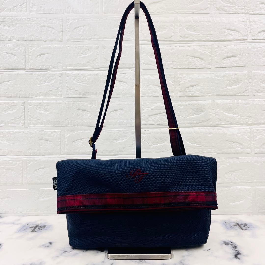 Porter Tote Shoulder 2WAY Reversible Navy Check