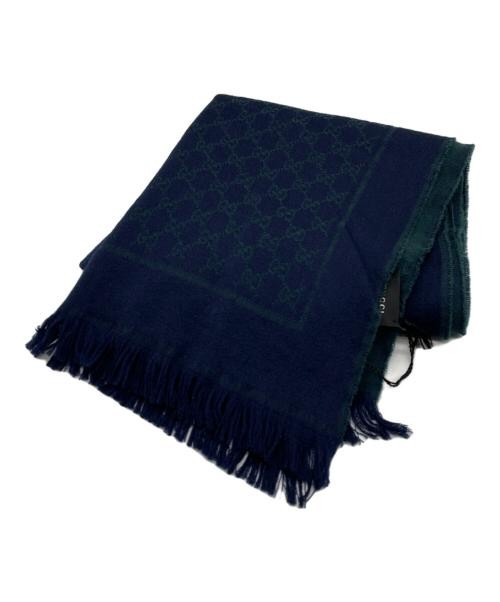 GUCCI wool stole Navy×Green 473553 4G200