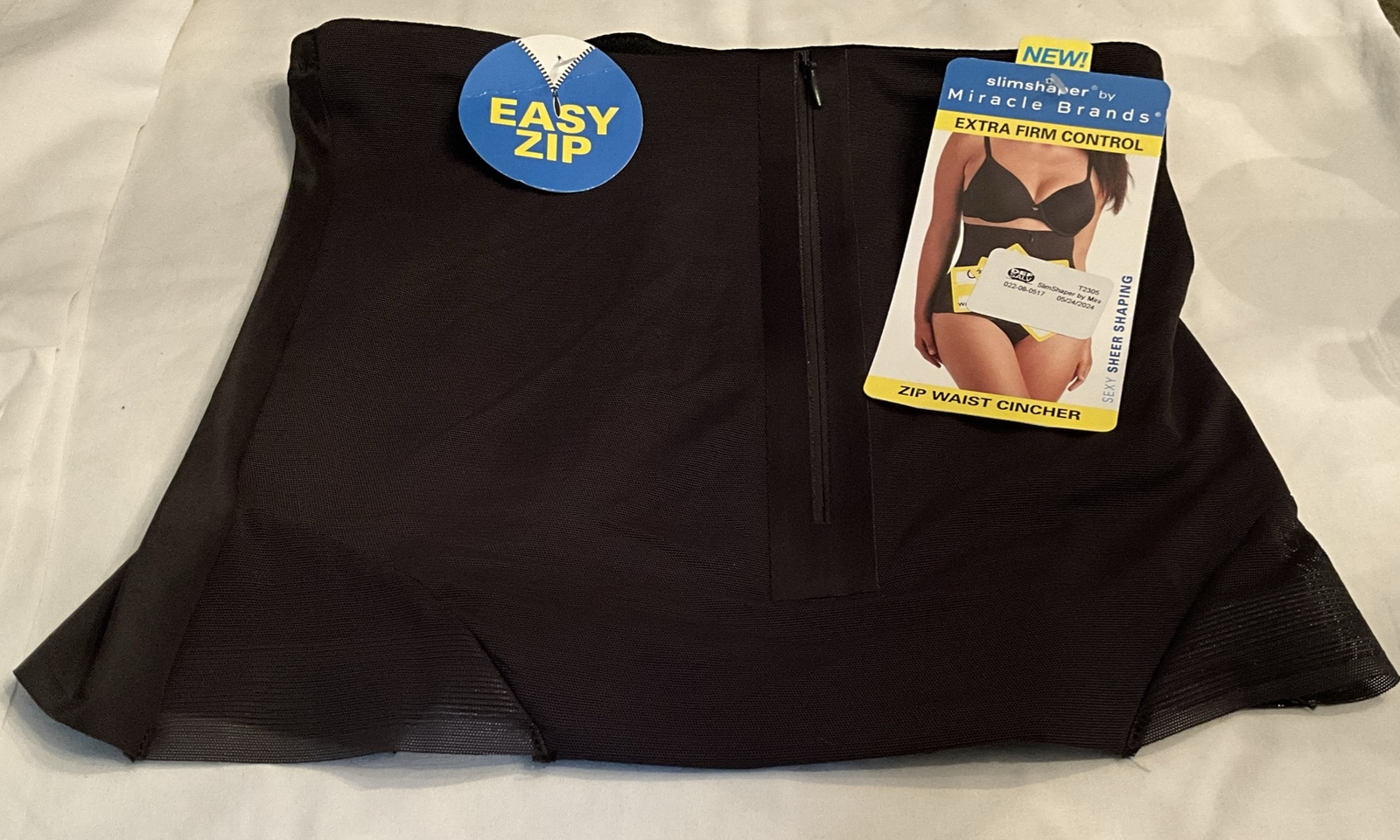 Slimshaper By Miracle Brands Zip Waist Cincher Extra Firm Control Black Size XXL