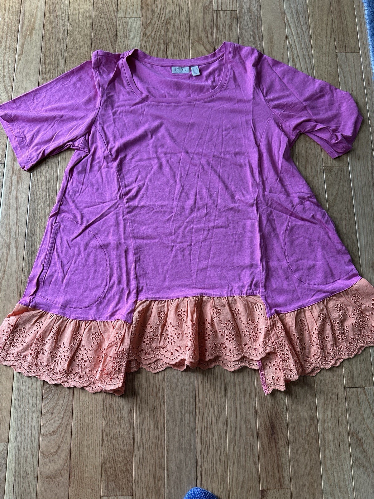 Lori Goldstein Summer Eyelet Top Isaac Mizrahi Sweater NWT Small