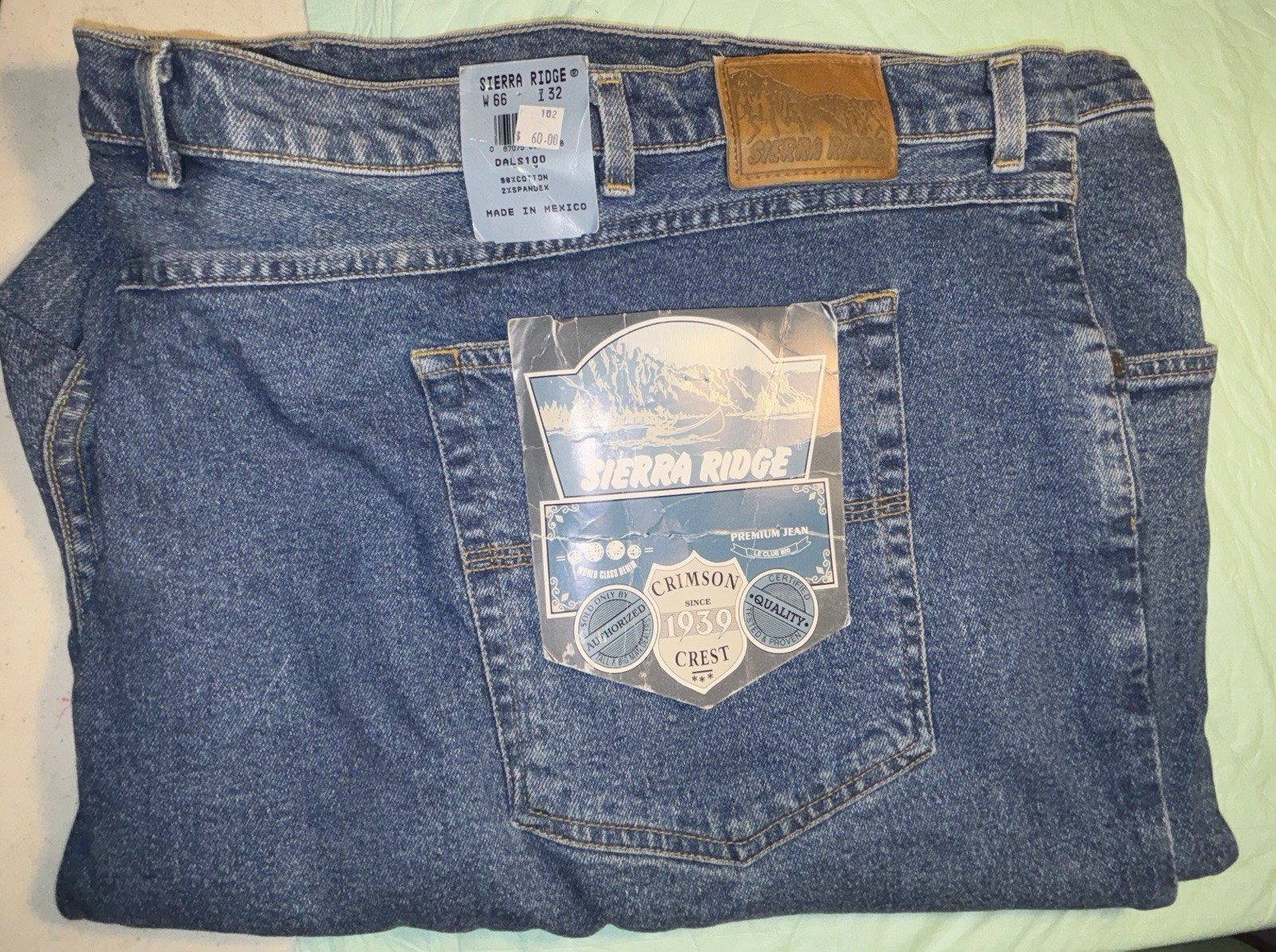 sierra ridge jeans W66 I32 Stretch Blue 98% Cotton 2% Spandex