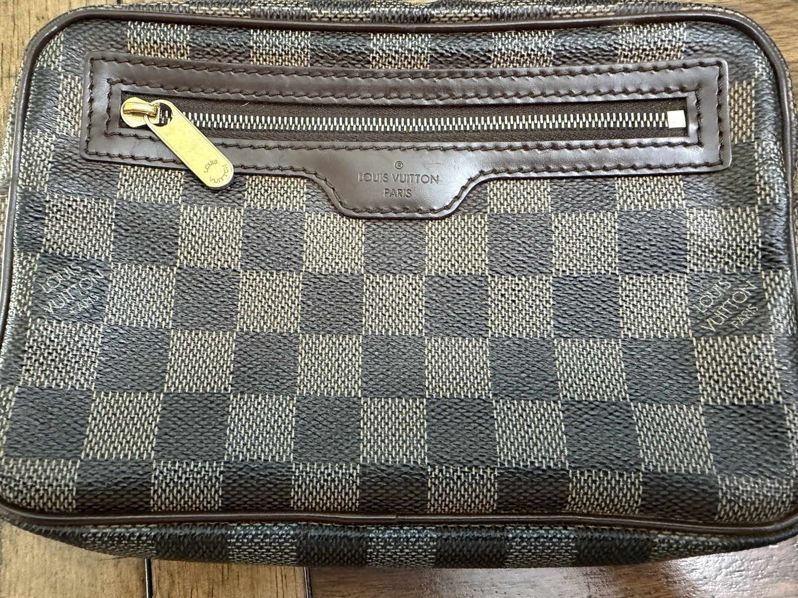 Louis Vuitton Damier Ebene Pochette Bi-Macau Clutch Bag, 13cm x 22cm
