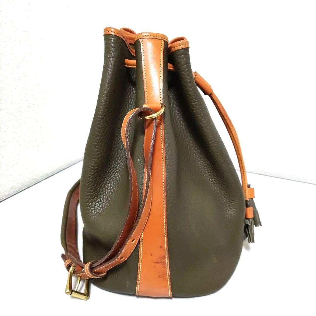 Dooney & Bourke Green Leather Drawstring Shoulder Bag 12.6in, Used
