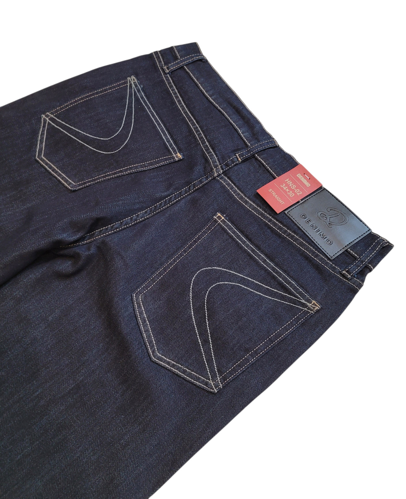 Men’s Denimo Straight Fit Jeans Dark Blue Wash Stretch Mid Rise Zipper Fly