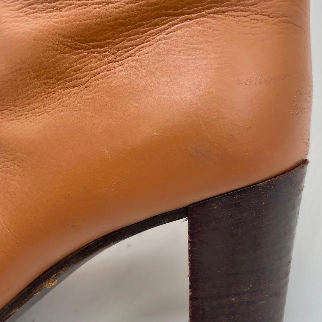 Sergio Rossi Brown Leather Knee High Boots 37 2.8in Heel Auth