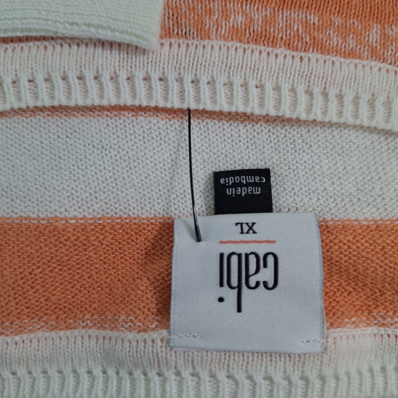 NEW Cabi Swish Pullover Sweater XL Boxy Beachy Creamsicle Striped Resort Linen B