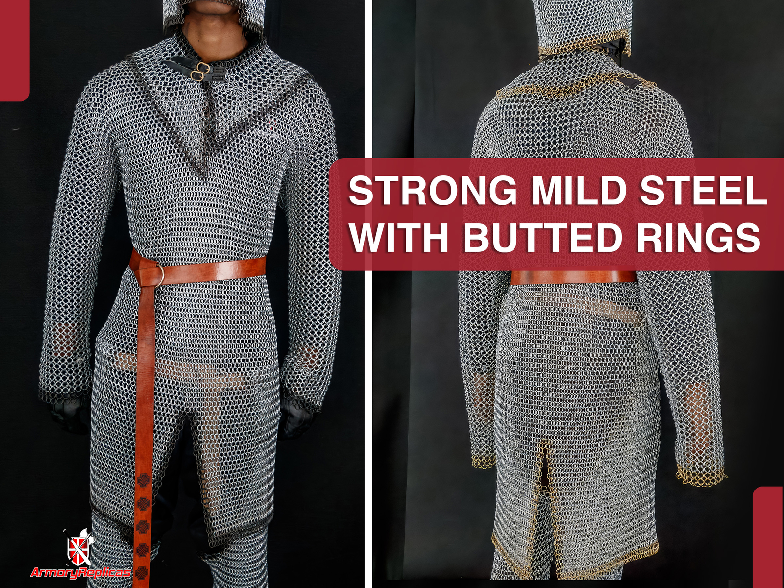 Chainmail Armor Full Sleeve Knight Shirt | Mild Steel Medieval Hauberk | 6 Color