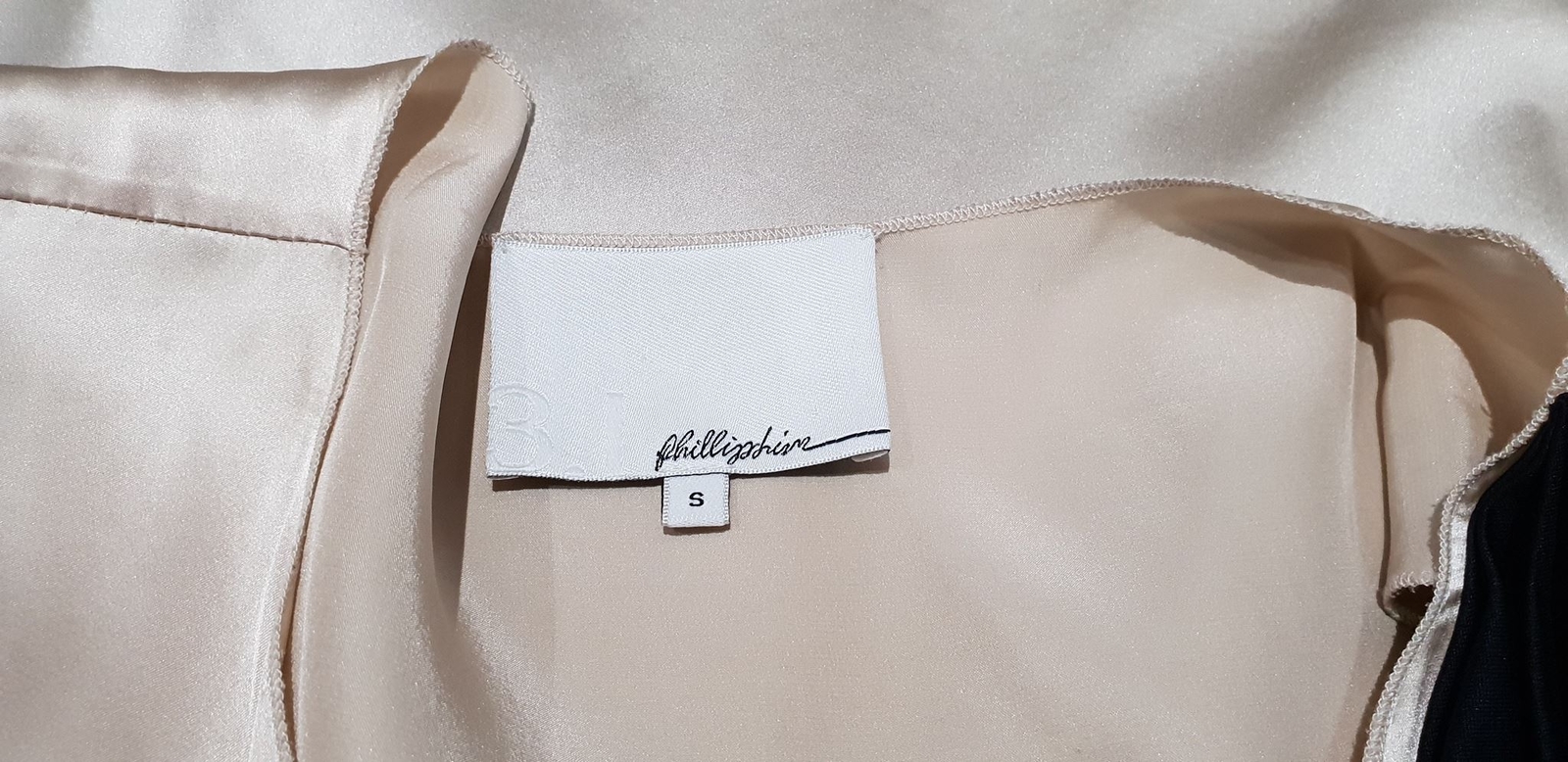 3.1 PHILLIP LIM Cream & Midnight Blue Black Silk Wool Pleated Sleeveless Top S