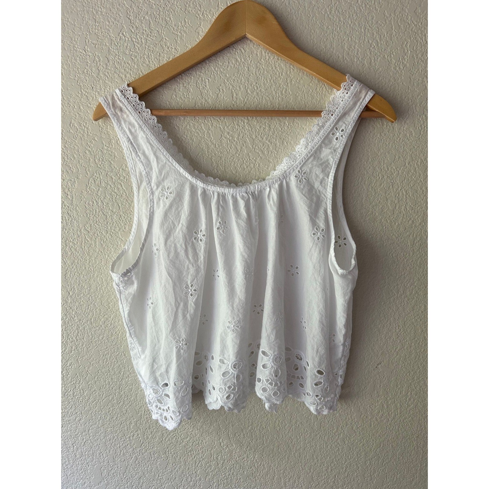 Shell Point Eyelet Cotton Tank | White Cottagecore Coastal Honeymoon Top