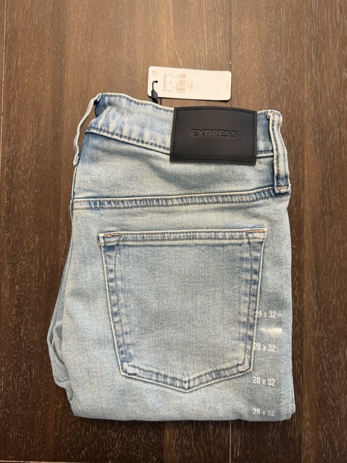 Express Light Wash Blue Denim Slim Straight Jeans Mens Size 28×32