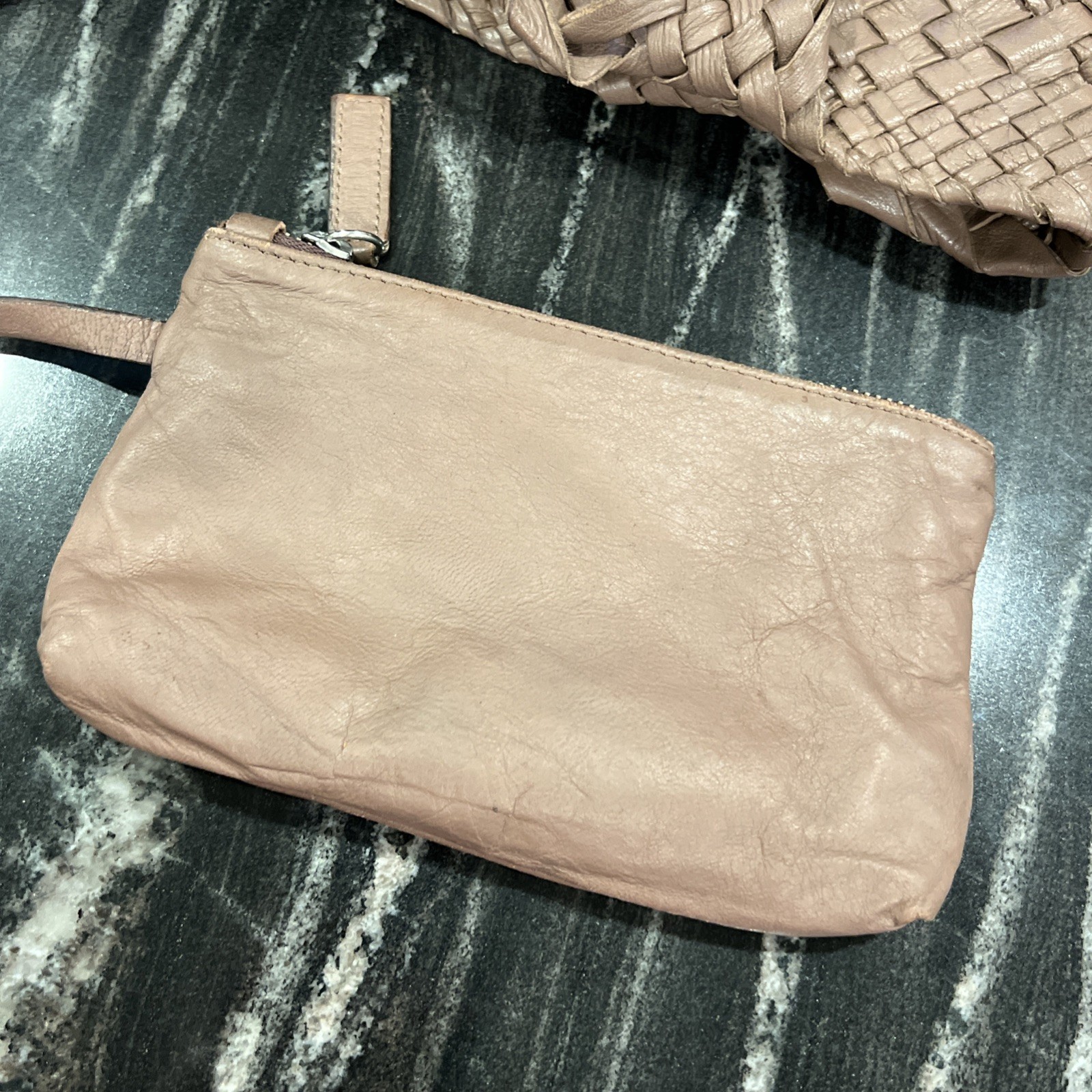FALOR Italian Genuine Leather Handbag Woven Made in Italy w/ Attached Coin Purse