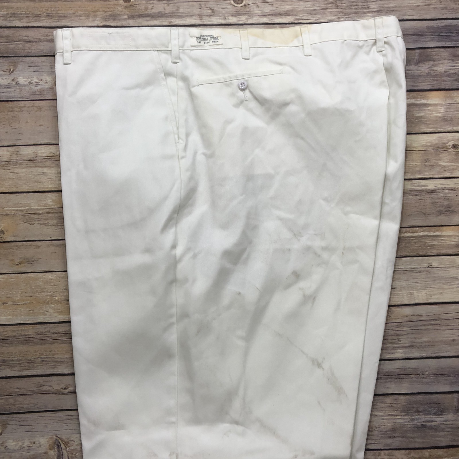 Classic Industrial Work Pants White Men’s Waist 58 60 Unhemmed Uniform PT20 #89