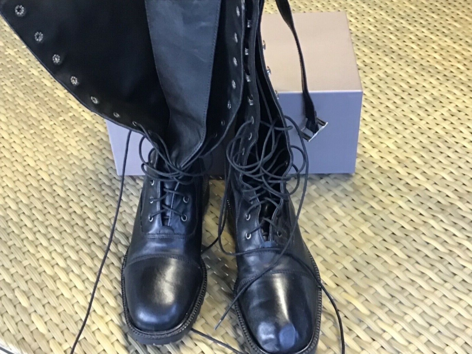 Ann Taylor Boots Black Leather and Nylon Upper Rubber Sole Man Made Lining Sz.7