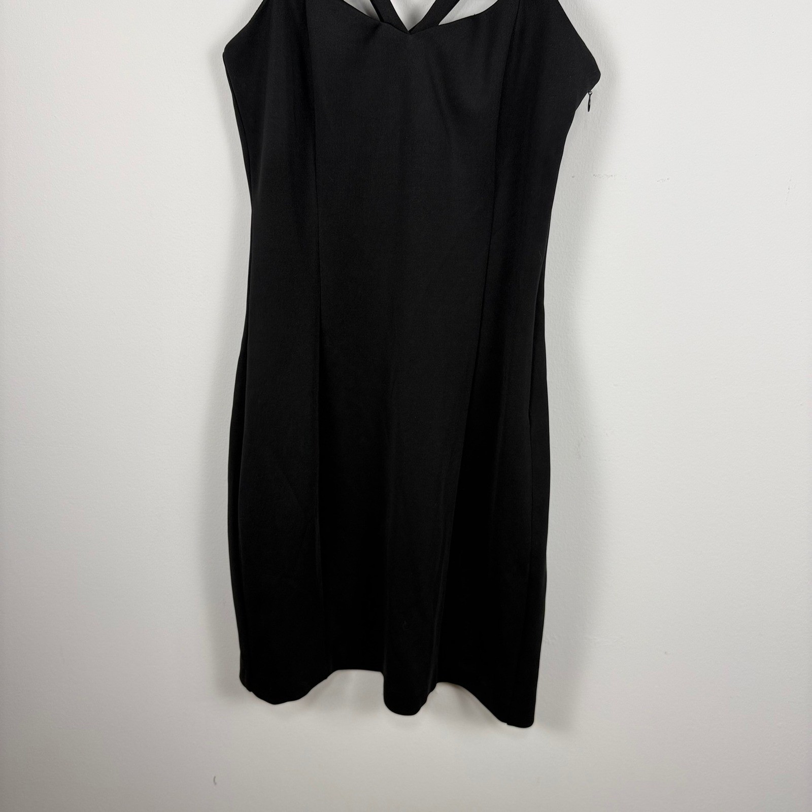 GUESS Los Angeles Black Bodycon Dress Cage Strappy Neck Mini Sheath LBD