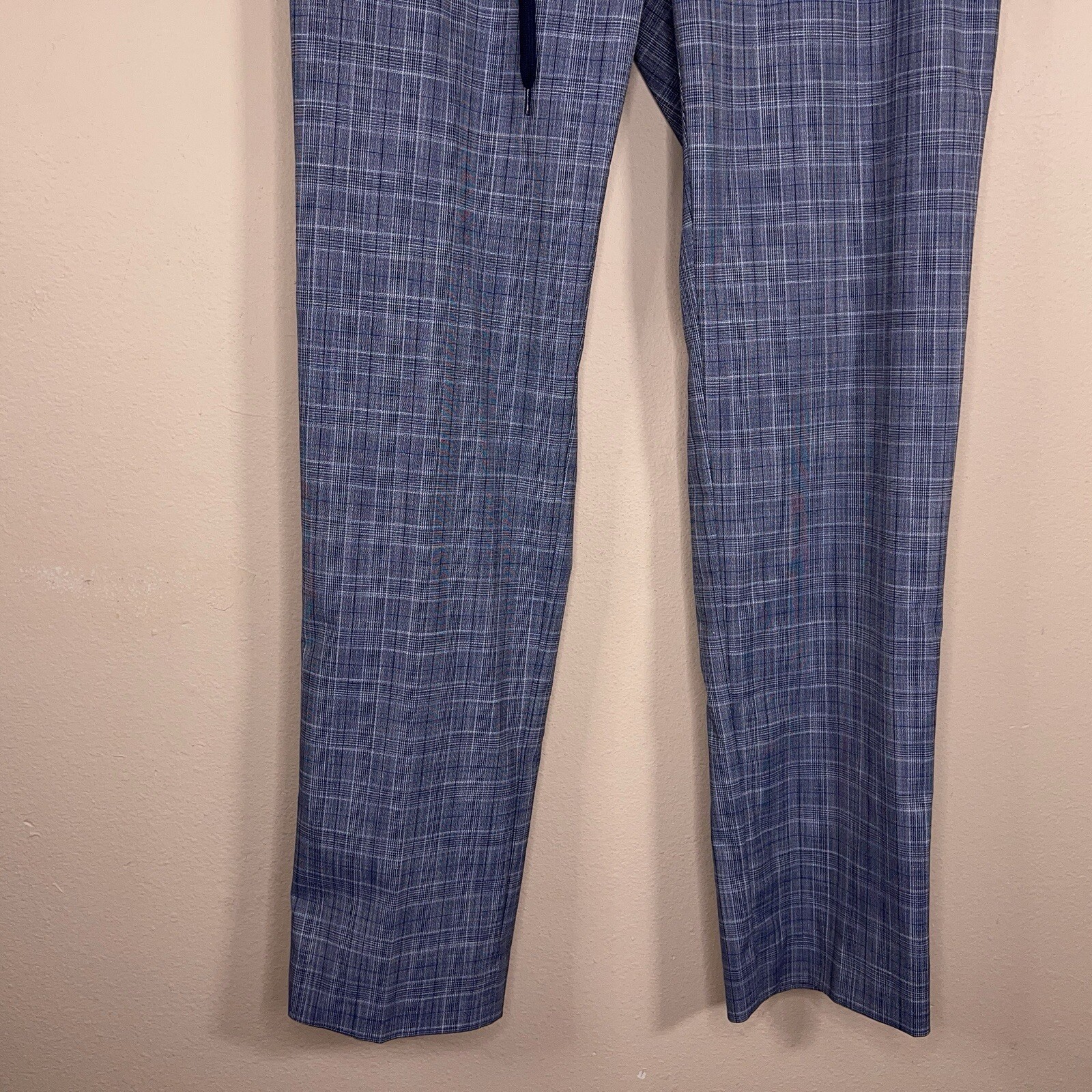 NEW 32×32 MICHAEL STRAHAN PANTS BLUE PLAID GOLF CASUAL DRAWSTRING