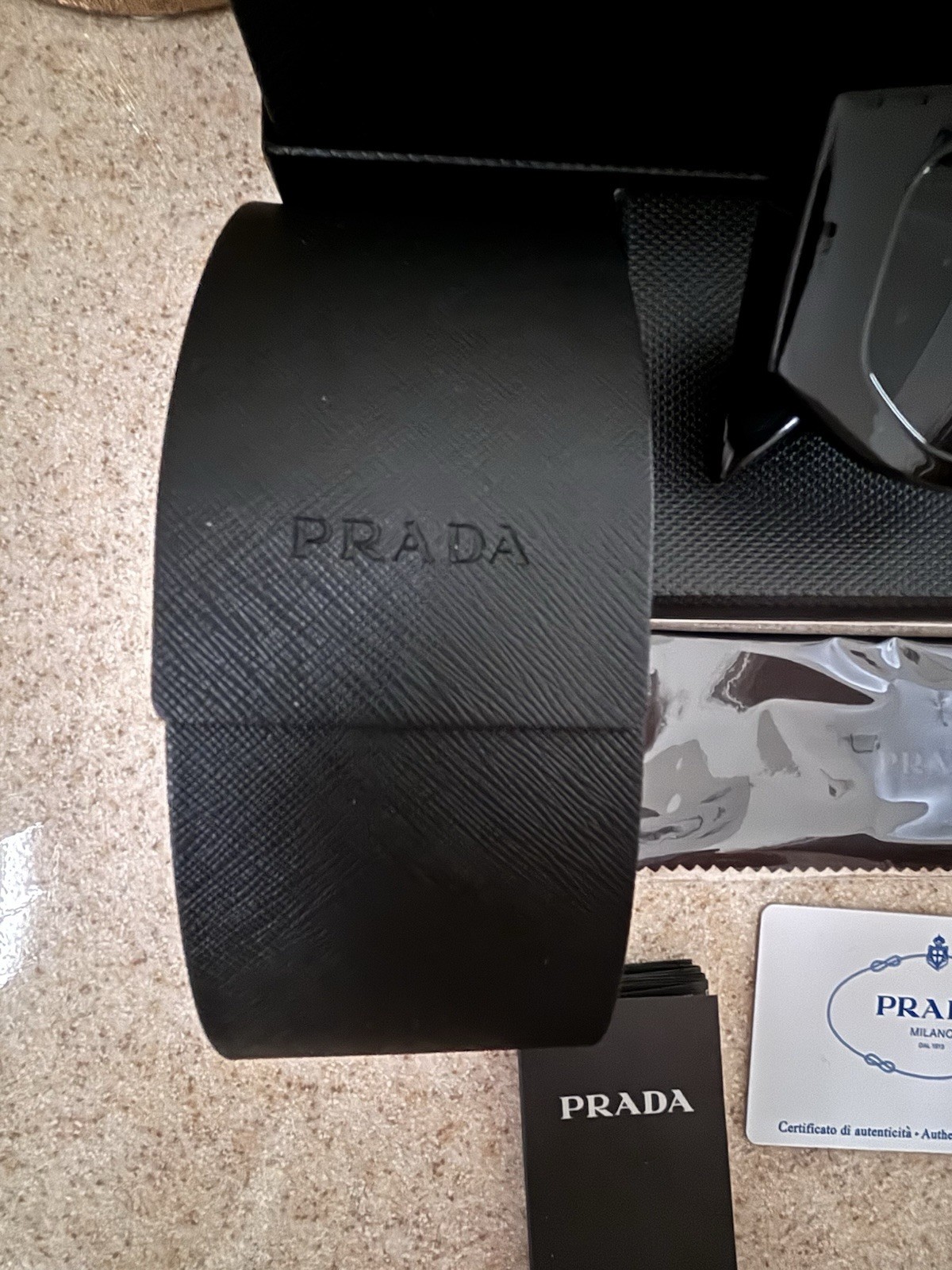 PRADA 8297 Rectangle Designer Sunglasses Black Frame & Lens UV400 Fashion Women