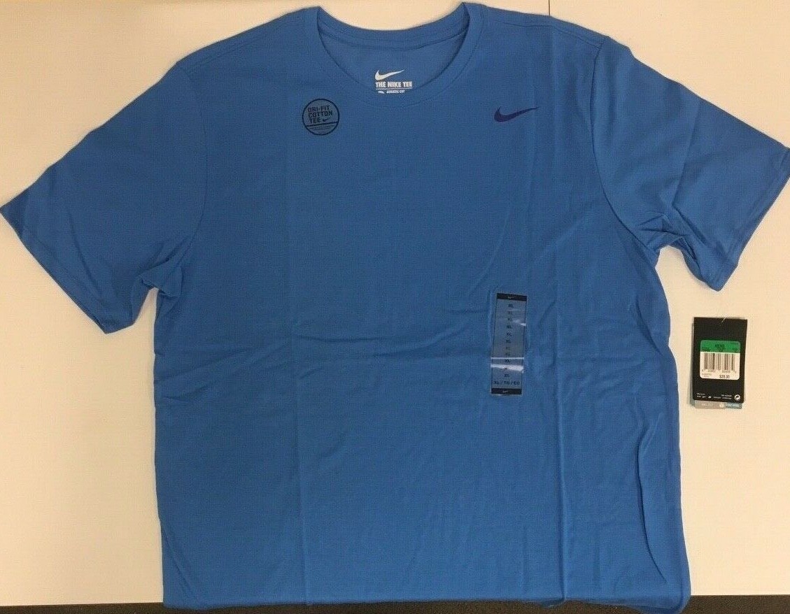 Nike 706625-435 Men’s Dri-FIT Cotton T-shirt Light Photo Blue Size M, XL and 2XL