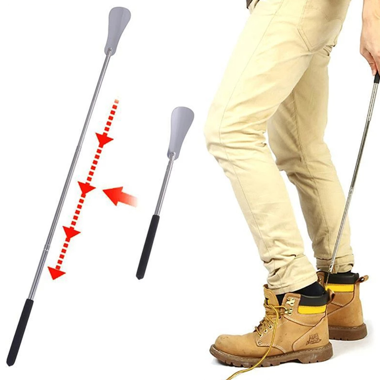 2/3 Pc 30″ Extending Metal Shoe Horn Extra Long Handle Shoe Remover Random Color