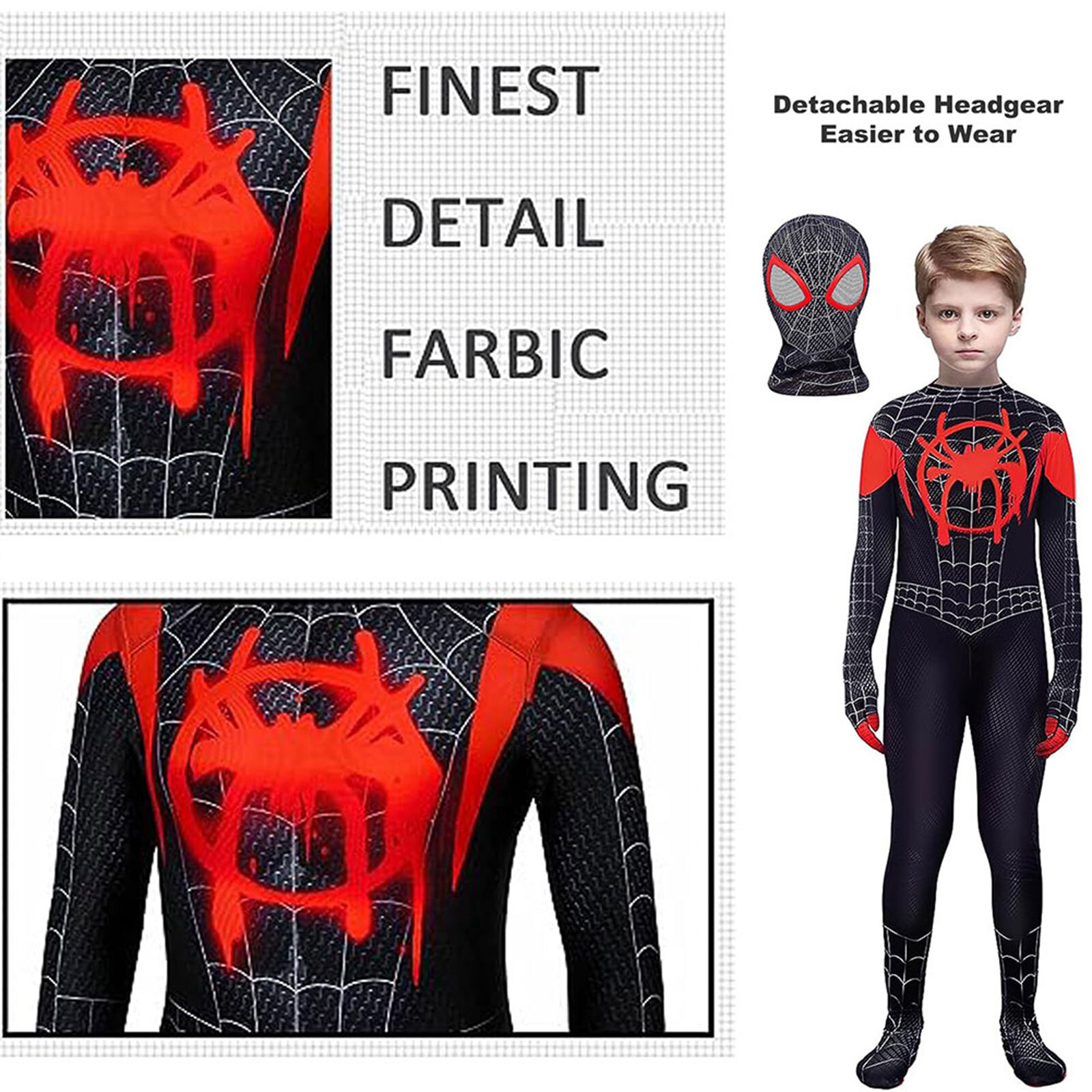 Kids SpiderMan Cosplay Costume Boys Tobey Maguire Outfit Jumpsuit Fancy Dress