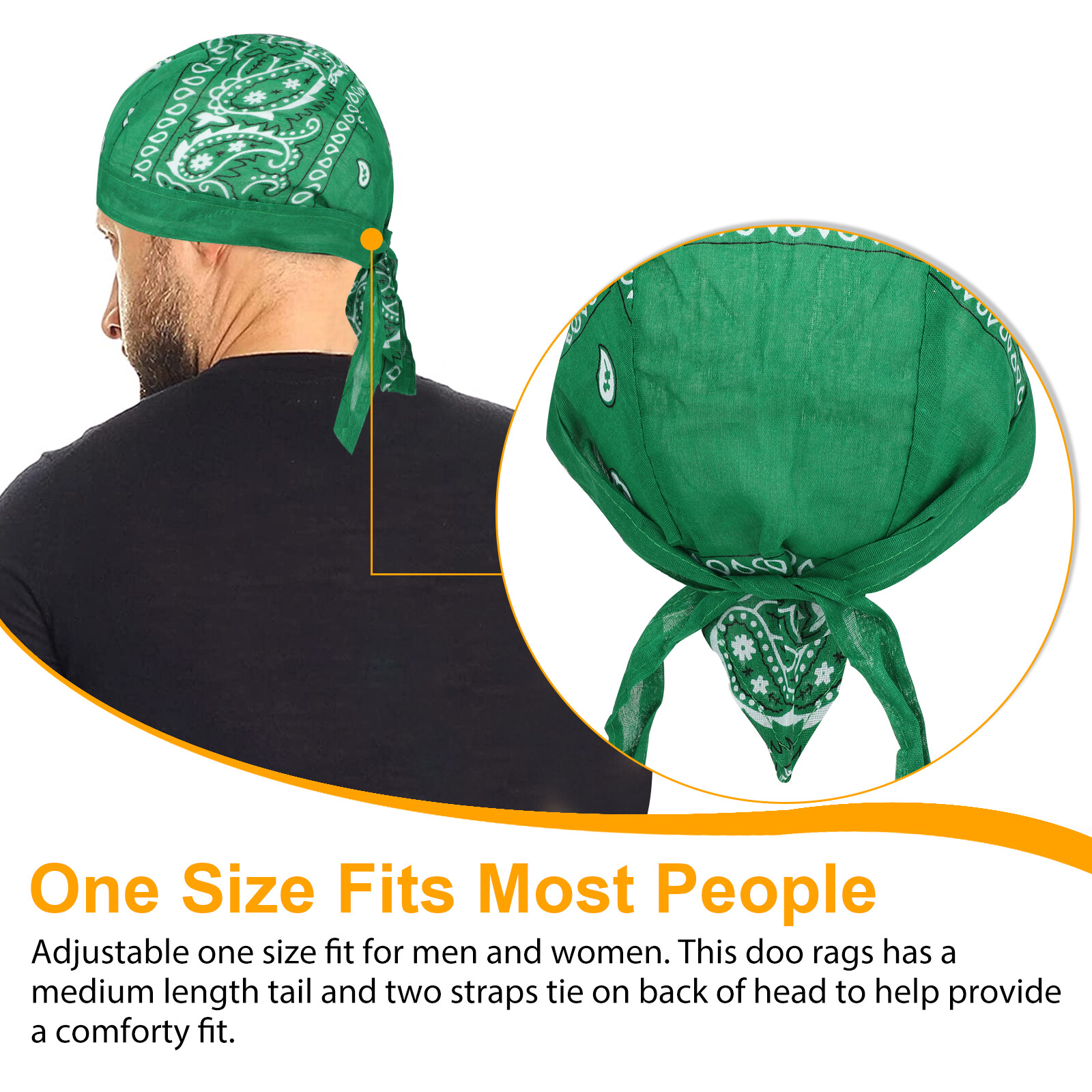 6pcs Men’s Biker Head Wrap Doo Rag Skull Cotton Caps Motorcycle Cycling Bandana