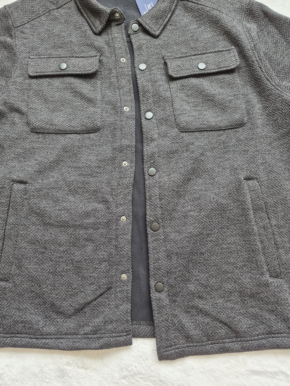 George Men’s Knit Fleece Shirt Jacket Black Soot Heather Size 3XL New
